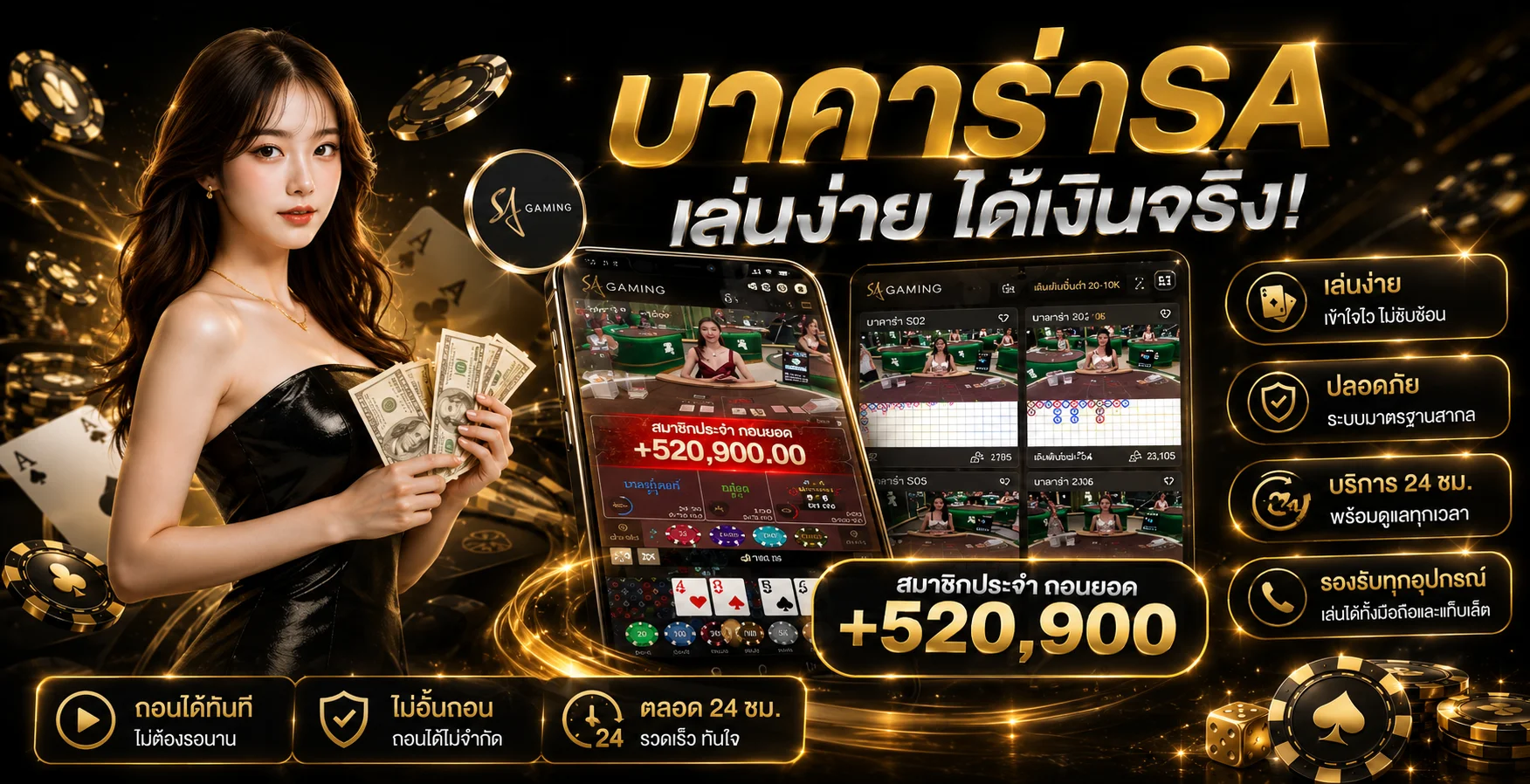 คาสิโนออนไลน์ UFA222 บาคาร่าสดถ่ายทอดสดจากค่ายดัง